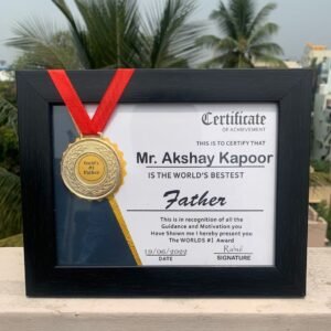 Father’s Day Special Certificate Frame With Medal - Gift For Dad - Gift Fro Father