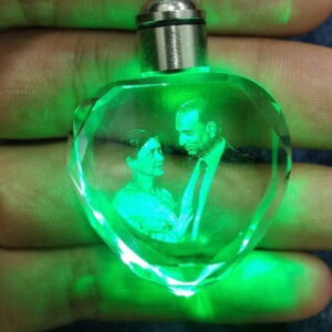Customized Crystal Keychain - Heart Shape With Multicolor Light