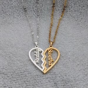Customized Metal Necklace - Couple Heart