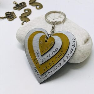 Customized Heart Keychain - Best Anniversary Gifts - Gift For Couple - Save The Date Keychain