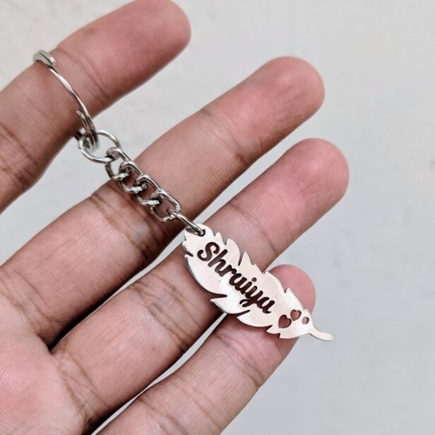 Customized Metal Keychain - Name In Leaf