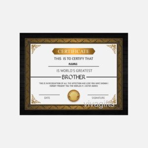 Greatest Brother Certificate - Gift For Borther - Raksha Bandhan Gift