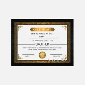 Greatest Brother Certificate - Gift For Borther - Raksha Bandhan Gift