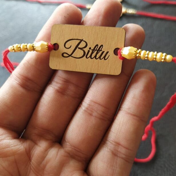 MDF Engraved Customized Rakhi - Name Rakhi