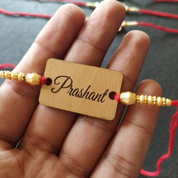 MDF Engraved Customized Rakhi - Name Rakhi