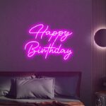 Happy Birthday Neon Sign - Neon Sign Board - Neon Sign - Pink