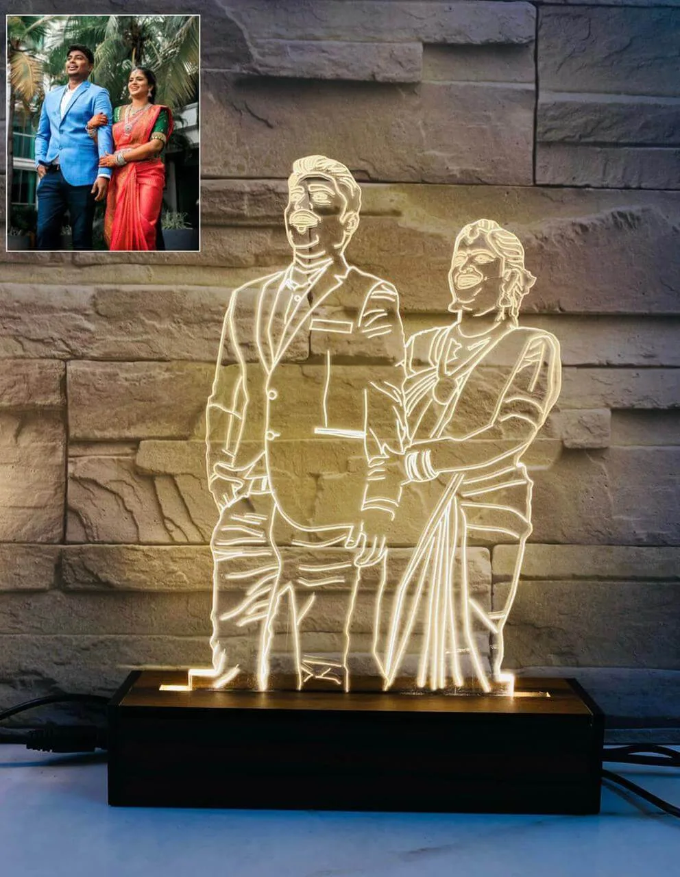 LED Photo Lamp - Customized Lamp - Photo Sketch - LED Sketch Table Top - Wedding Gifts - Birthday Gifts - Christmas Gifts