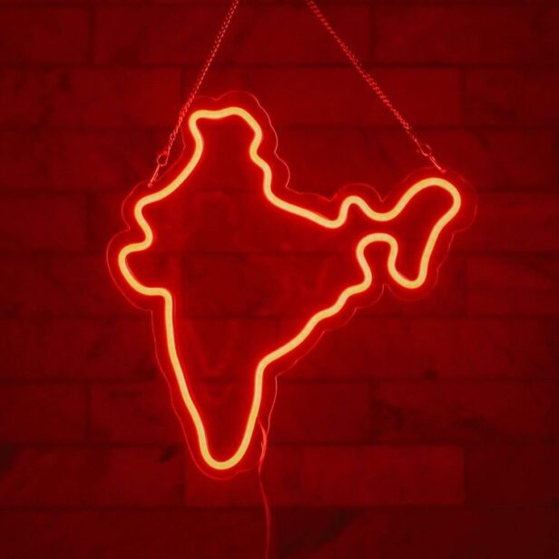 India Map Neon Sign - Neon Sign Board - Neon Sign