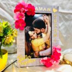 Personalised LED Photo Frame With Couple Name And Beautiful Flowers
