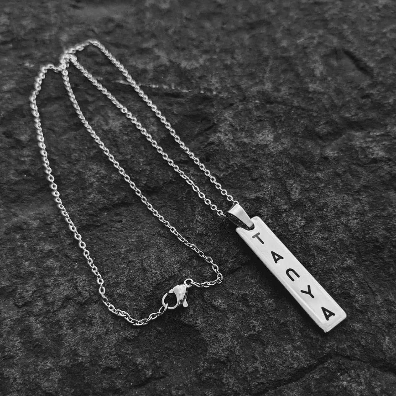 Buy Sterling Silver Engraved Hebrew Bar Necklace | Israel-Catalog.com