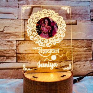 LED Lamp With Photo, Occasion And Name - Table Top - Rakshabandhan Gifts - Birthday Gifts