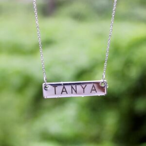 Personalized Unisex Laser Engraved Horizontal 2D Bar Necklace - Customized Necklace - Name Necklace - Gift For Girls - Gift For Him