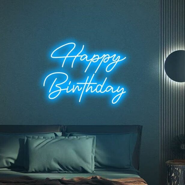 Happy Birthday Neon Sign - Neon Sign Board - Neon Sign - Blue