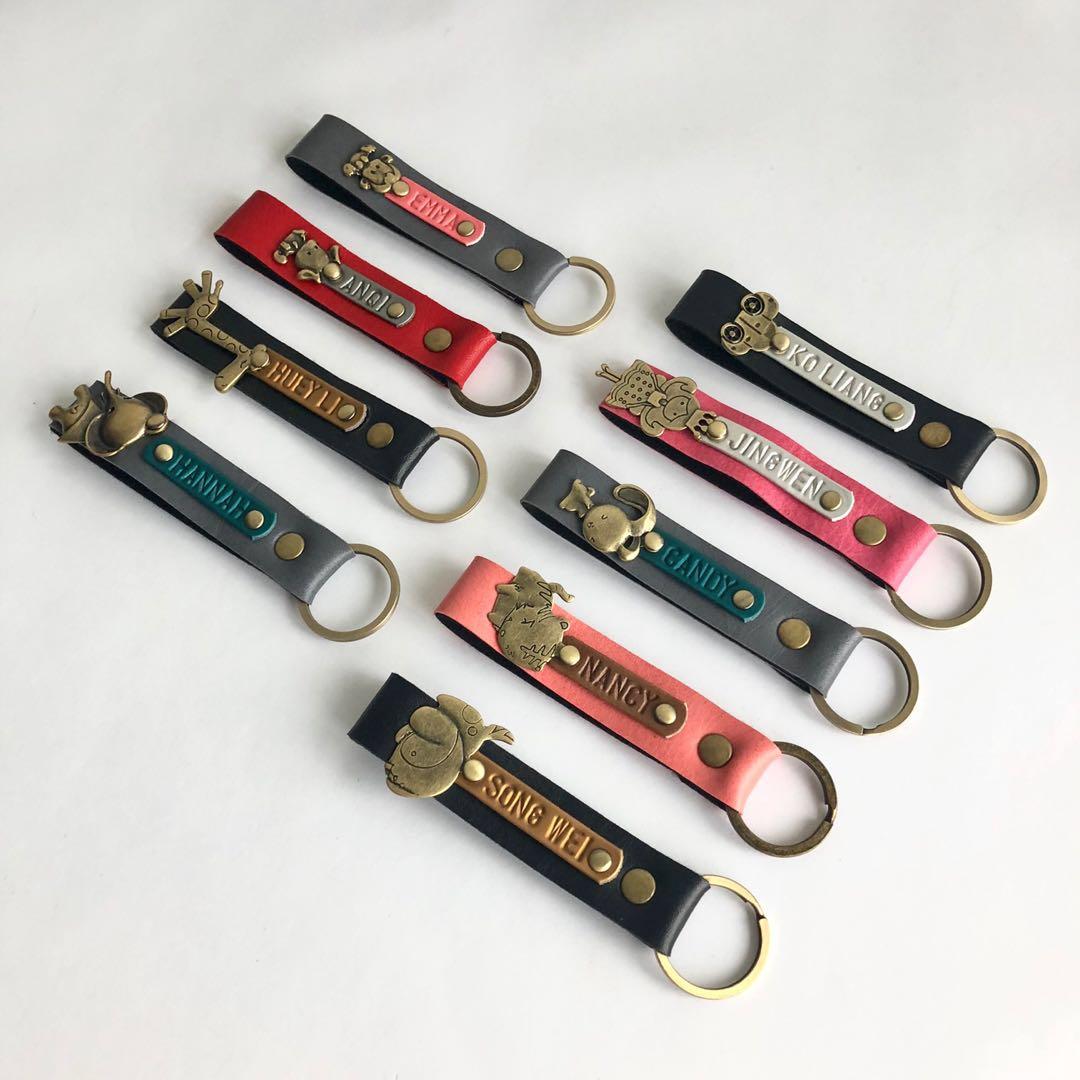 Personalized Faux Leather Keychain - Name Keychain