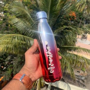 Rainbow Bottle - Personalized Steel Bottle - 500 ML - Name Bottle - Red