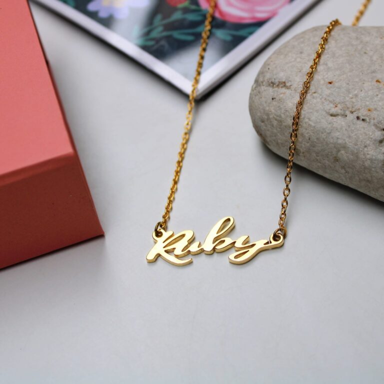 Customized Metal Name Necklace - Lasercut Brass - Valentine’s Day Gift ...
