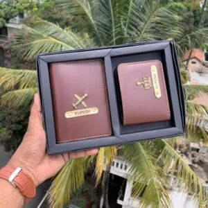 Leather Combo Of Wallet And Passport Cover - Travel Combo - Name Wallet - Fashionable Wallet - Gift For Him - Gift For Boy - Gift For Friend