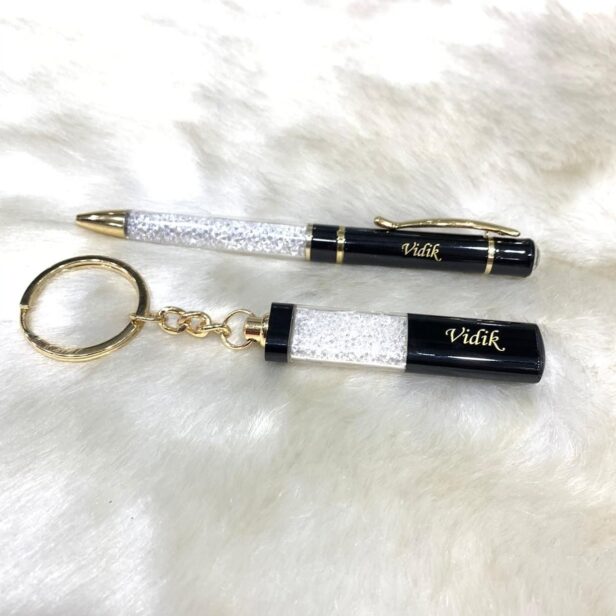 Personalized Baleno Pen And Keychain Combo - Name Pen - Name Keychain