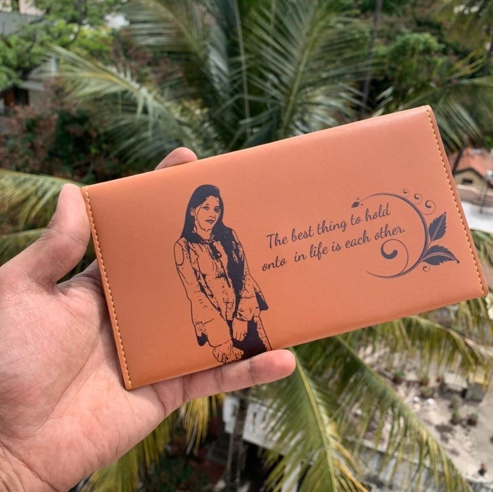 Best Gift For Girls - Personalized Ladies Sketch Wallet Minimal Clutch -  Photo Clutch - Gift For Her- Mother's Day Gifts