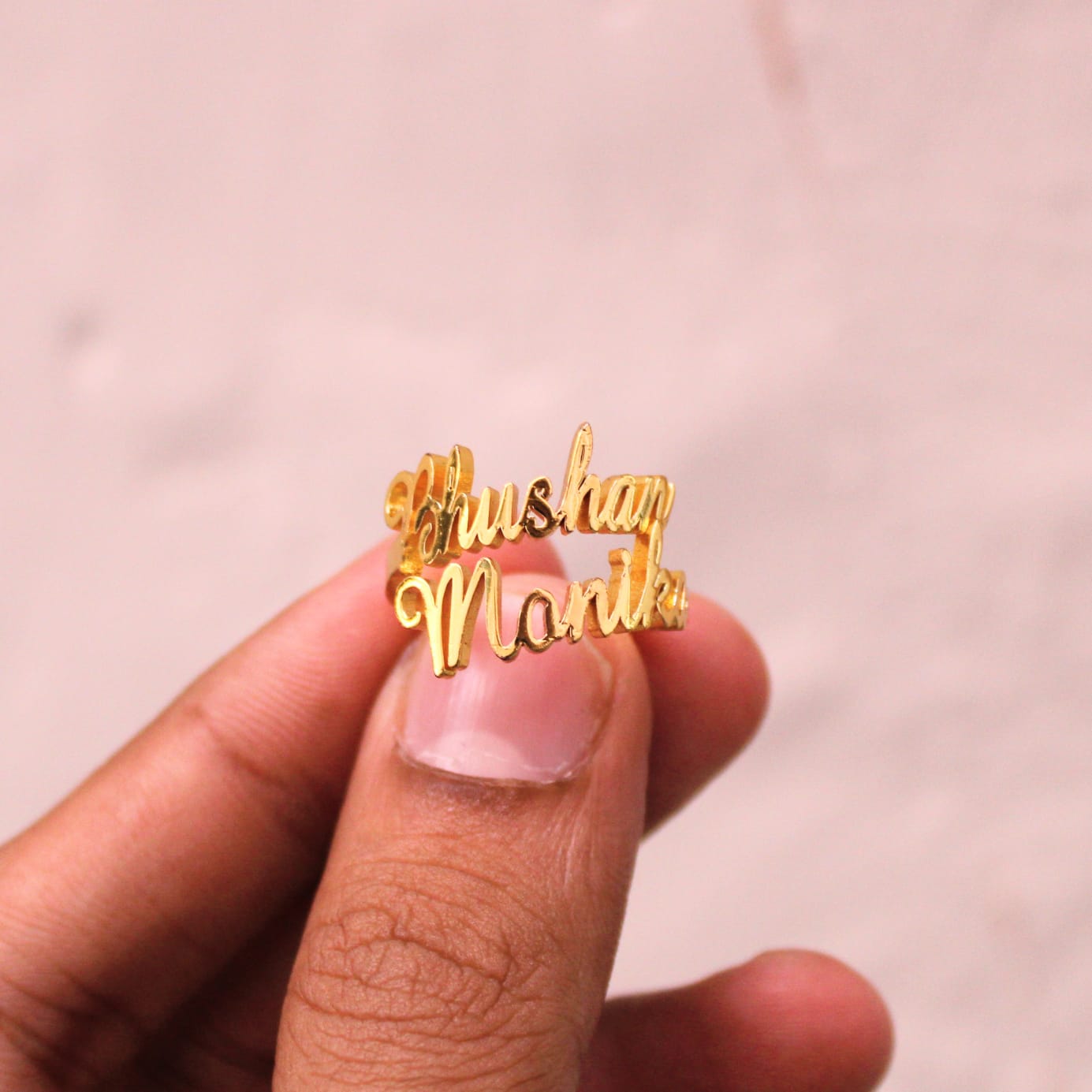 Double Name Ring - blushes & gold