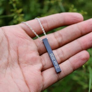 Personalized Unisex Laser Engraved Black Memory Bar Necklace - Customized Necklace - Name Necklace
