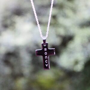 Personalized Unisex Laser Engraved Cross Bar Necklace - Customized Necklace - Name Necklace