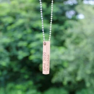 Personalized Unisex Laser Engraved Wooden Bar Necklace - Customized Necklace - Name Necklace