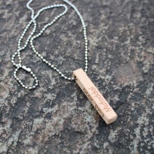 Personalized Unisex Laser Engraved Wooden Bar Necklace - Customized Necklace - Name Necklace