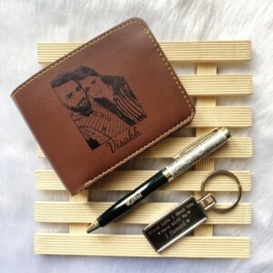Sketch Wallet Combo Of 3 - Mini Combo 2.0 - Customized Pen, Metal Keychain, Sketch Wallet - Gift For Him - Best Gift For Husband - Gift For Friend