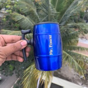 Stainless Steel Travel Mug - Customized Travel Mug With Heart Font - Blue