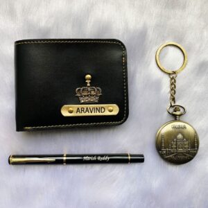 Wallet With Antique Pocket Watch & Pen - Gift For Him - Best Gift For Husband - Gift For Friend