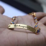 Personalized Evil Eye 2D Bar Necklace Bracelet - Customized Kada - Name Bracelet