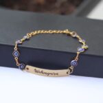 Personalized Evil Eye 2D Bar Necklace Bracelet - Customized Kada - Name Bracelet