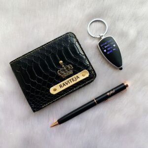Wallet Combo Of 3 - Mini Combo 6.0 - Customized Pen, LED Keychain, Croc Wallet