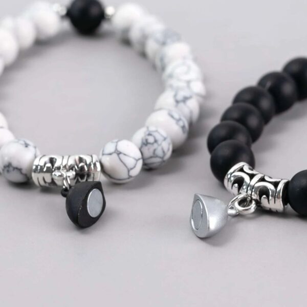 Black And White Couple Beaded Magnetic Bracelet, Size: Free Size, Shape:  Round at Rs 50 in Jaipur