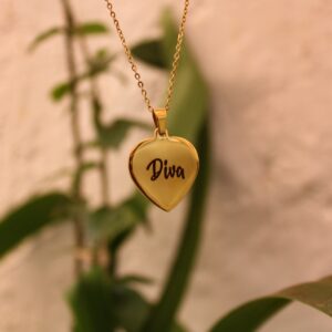Personalized 22K Heart Shape Name Engraved Necklace - Customized Necklace - Name Necklace - Gift For Her - Valentine Day Gifts
