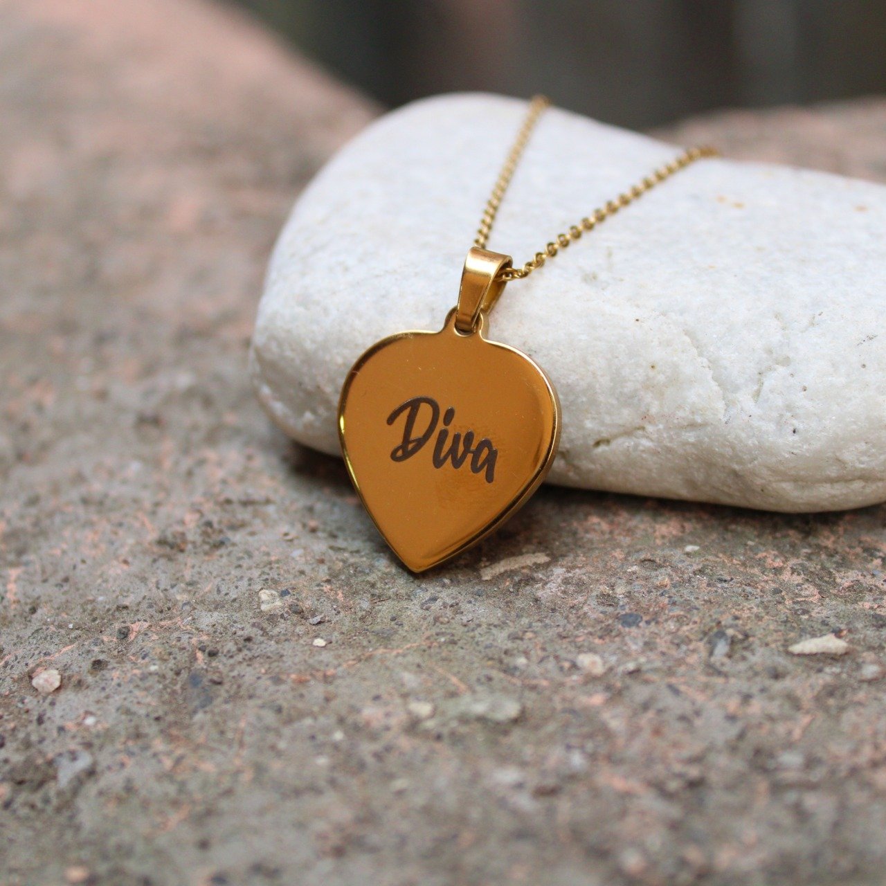 Personalized 22K Heart Shape Name Engraved Necklace - Customized ...
