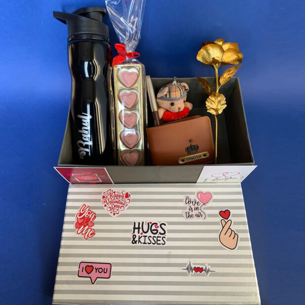 Valentine Day Combo For Him With Bottle - Valentine's Day Gift - Customized Valentine's Day Gift For Boy - Gifts For Him - Valentine's Day Hamper