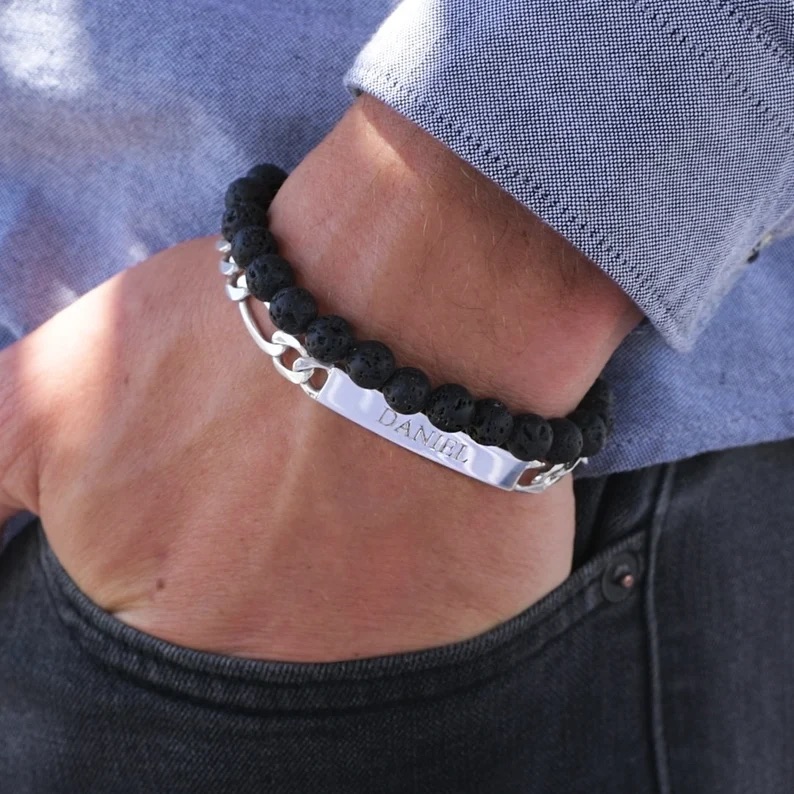 EDSG Personalized Mens Bracelet | Leather Engraved India | Ubuy