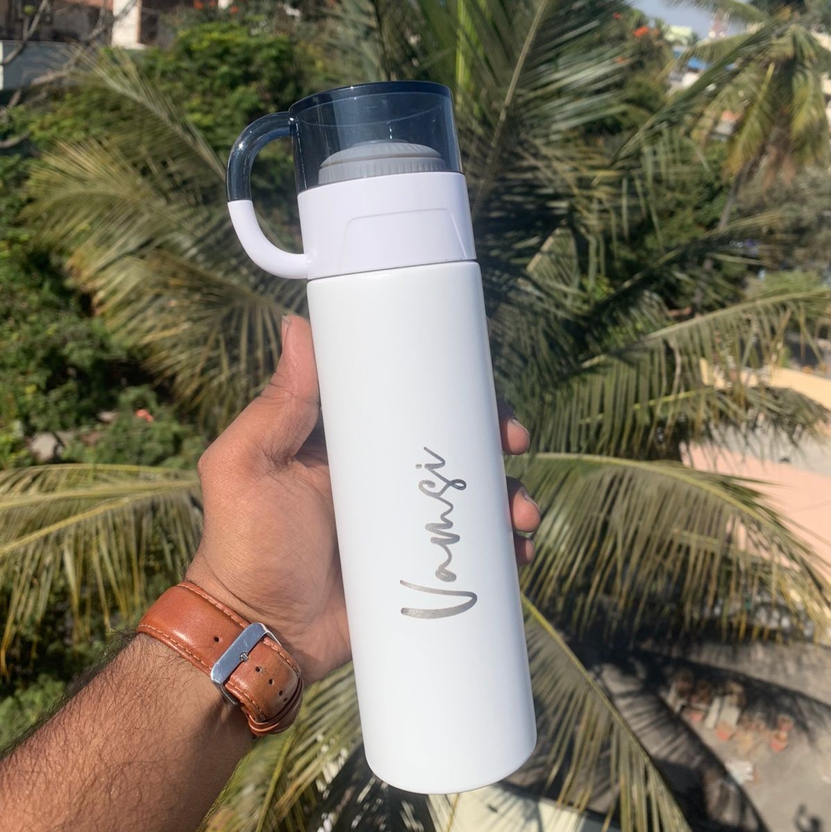 Personalized Hot & Cold Flask With Cup - Thermo Flask - Name Bottle -  Stainless Steel Bottle - Personalized Flask With Cup - VivaGifts