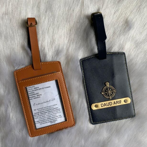 Personalized Luggage Tag With Passport Cover - Combo Gift - Customized Passport Cover - Personalized Gift Hamper For Traveller - Travel Accessories