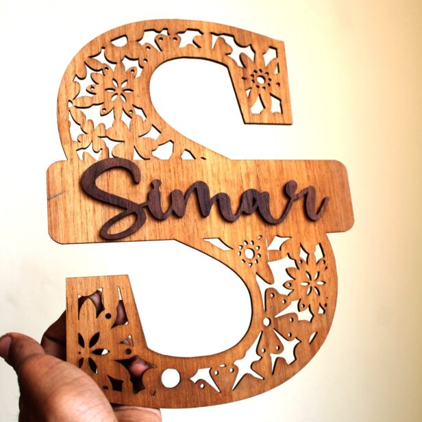 3D Wooden Name Initial With Name - Wooden Name Plate - House Warming Gifts - Personalized Wooden Monogram