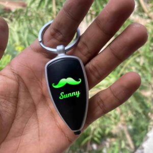 Personalized LED Keychain With Moustache - LED Keychain With Name - Car Keychain