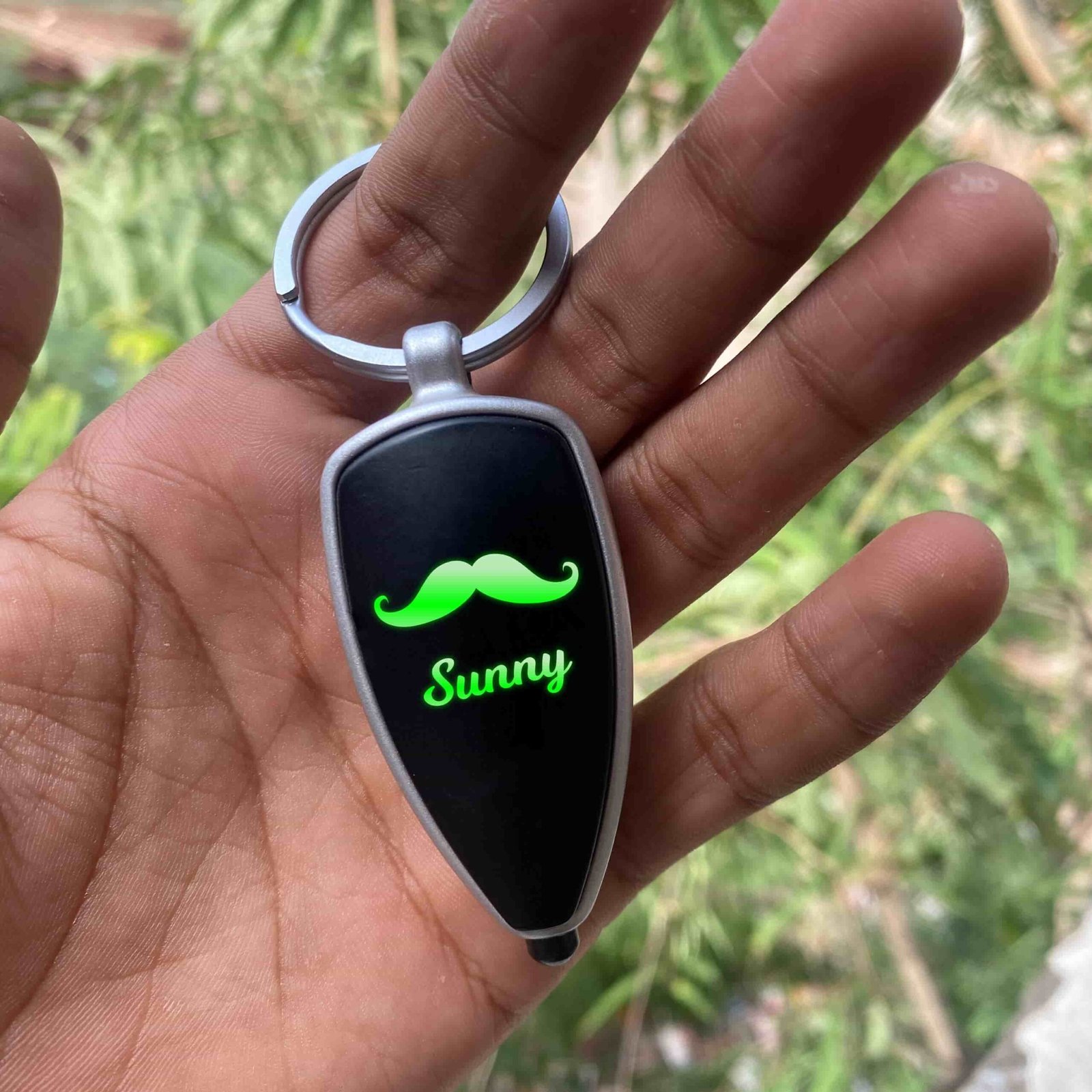 Personalized LED Keychain With Moustache - LED Keychain With Name