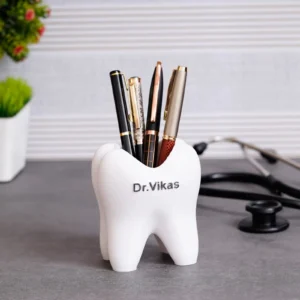 Tooth Pen Stand With Name - Dentist Pen Stand - Personalized Pen Stand For Densists