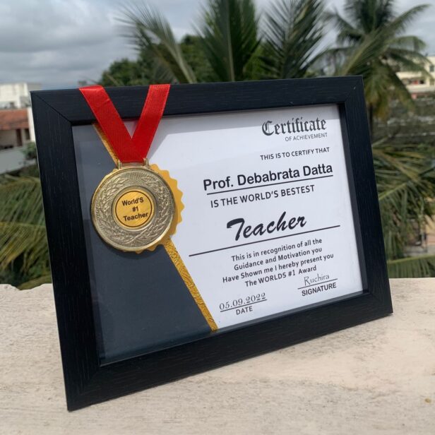 Teachers Day Gift For Teacher - Certificate Frame With Medal For Professor Teacher