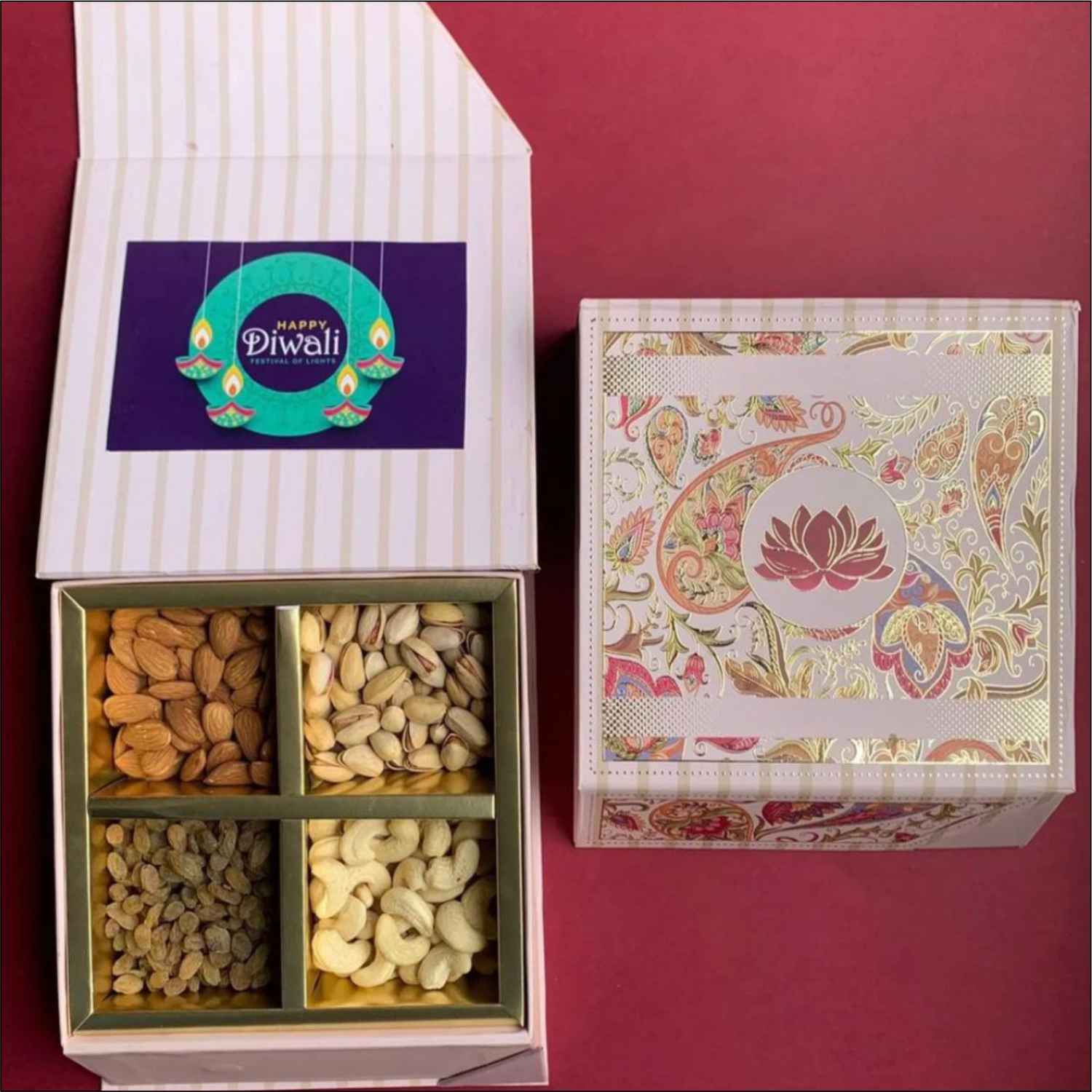 ZOROY Diwali Gift Box with 500 Gms Assortment Of Almond Raisins Cashew