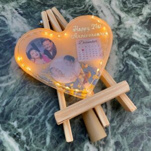 Heart Resin Photo Frame With LED & Calendar - Gift For Wedding - Birthday Gift - Valentine's Day Gift