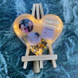 Heart Resin Photo Frame With LED & Calendar - Gift For Wedding - Birthday Gift - Valentine's Day Gift
