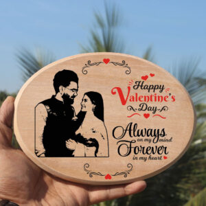 Personalized Oval Wooden Engraved Table Top For Valentines Day - Valentine Day Gift For Him - Valentine Gift For Her